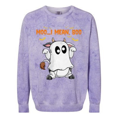 Ghost Cow Moo Mean Boo Pumpkin Moon Halloween Colorblast Crewneck Sweatshirt