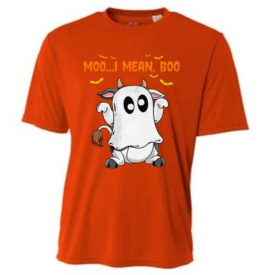 Ghost Cow Moo Mean Boo Pumpkin Moon Halloween Cooling Performance Crew T-Shirt