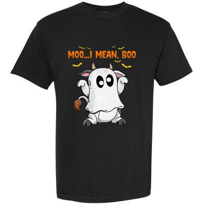 Ghost Cow Moo Mean Boo Pumpkin Moon Halloween Garment-Dyed Heavyweight T-Shirt