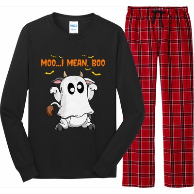 Ghost Cow Moo Mean Boo Pumpkin Moon Halloween Long Sleeve Pajama Set