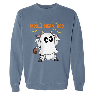 Ghost Cow Moo Mean Boo Pumpkin Moon Halloween Garment-Dyed Sweatshirt