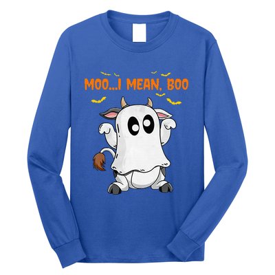 Ghost Cow Moo Mean Boo Pumpkin Moon Halloween Long Sleeve Shirt