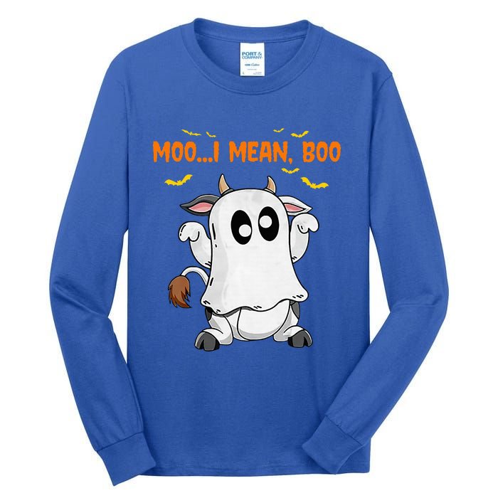 Ghost Cow Moo Mean Boo Pumpkin Moon Halloween Tall Long Sleeve T-Shirt