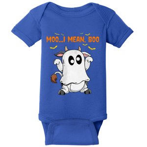 Ghost Cow Moo Mean Boo Pumpkin Moon Halloween Baby Bodysuit