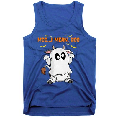 Ghost Cow Moo Mean Boo Pumpkin Moon Halloween Tank Top