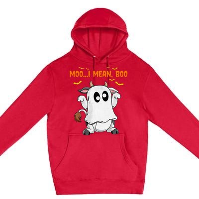 Ghost Cow Moo Mean Boo Pumpkin Moon Halloween Premium Pullover Hoodie