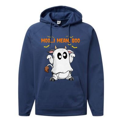 Ghost Cow Moo Mean Boo Pumpkin Moon Halloween Performance Fleece Hoodie