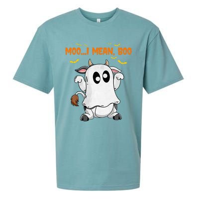 Ghost Cow Moo Mean Boo Pumpkin Moon Halloween Sueded Cloud Jersey T-Shirt