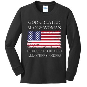 God Created Man & Woman Democrats Created All Other Genders Kids Long Sleeve Shirt