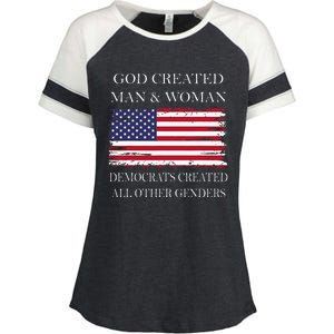 God Created Man & Woman Democrats Created All Other Genders Enza Ladies Jersey Colorblock Tee