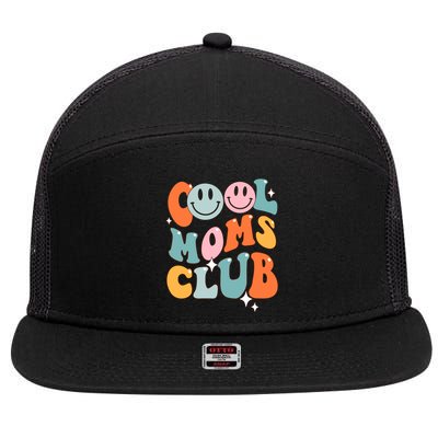 Groovy Cool Moms Club Funny Smile MotherS Day Gift 7 Panel Mesh Trucker Snapback Hat