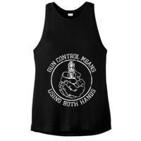 Gun Control Means Using Both Hands Ladies PosiCharge Tri-Blend Wicking Tank