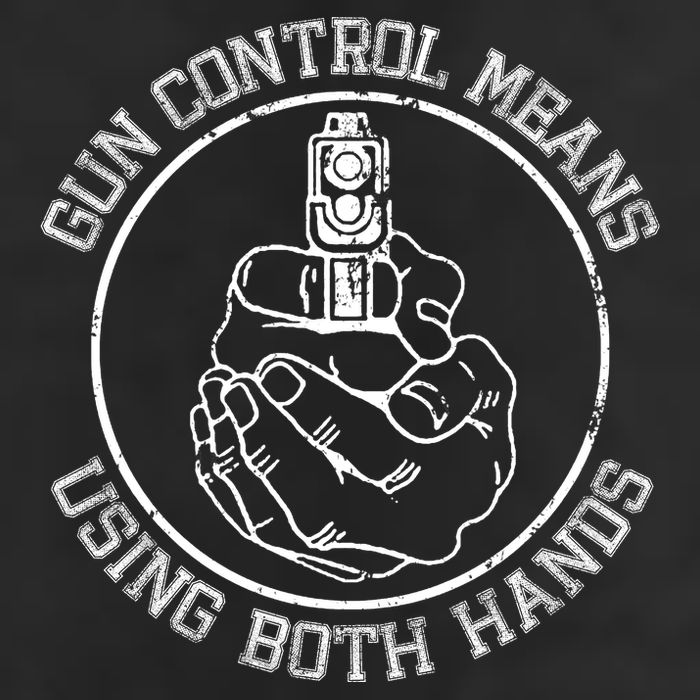 Gun Control Means Using Both Hands 7 Panel Mesh Trucker Snapback Hat