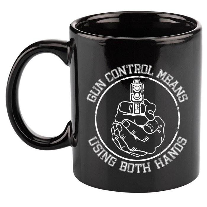 Gun Control Means Using Both Hands 11oz C Handle Ceramic Mug