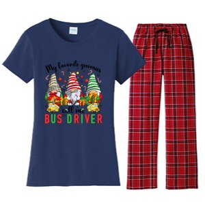 Gnomies Call Me Bus Driver Christmas Bus Driver Xmas Party Cute Gift Women's Flannel Pajama Set