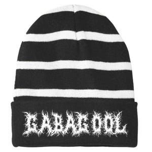 Gabagool Capicola Metalcore Nj Food Parody Death Metal Font Striped Beanie with Solid Band