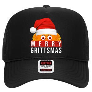 Gritty Christmas Merry Grittsmas Christmas Gift Long Sleeve High Crown Mesh Back Trucker Hat