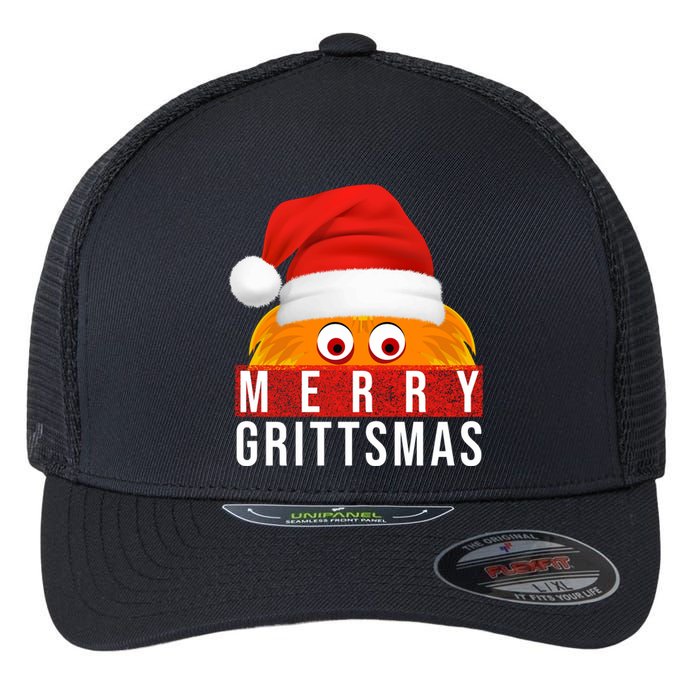 Gritty Christmas Merry Grittsmas Christmas Gift Long Sleeve Flexfit Unipanel Trucker Cap