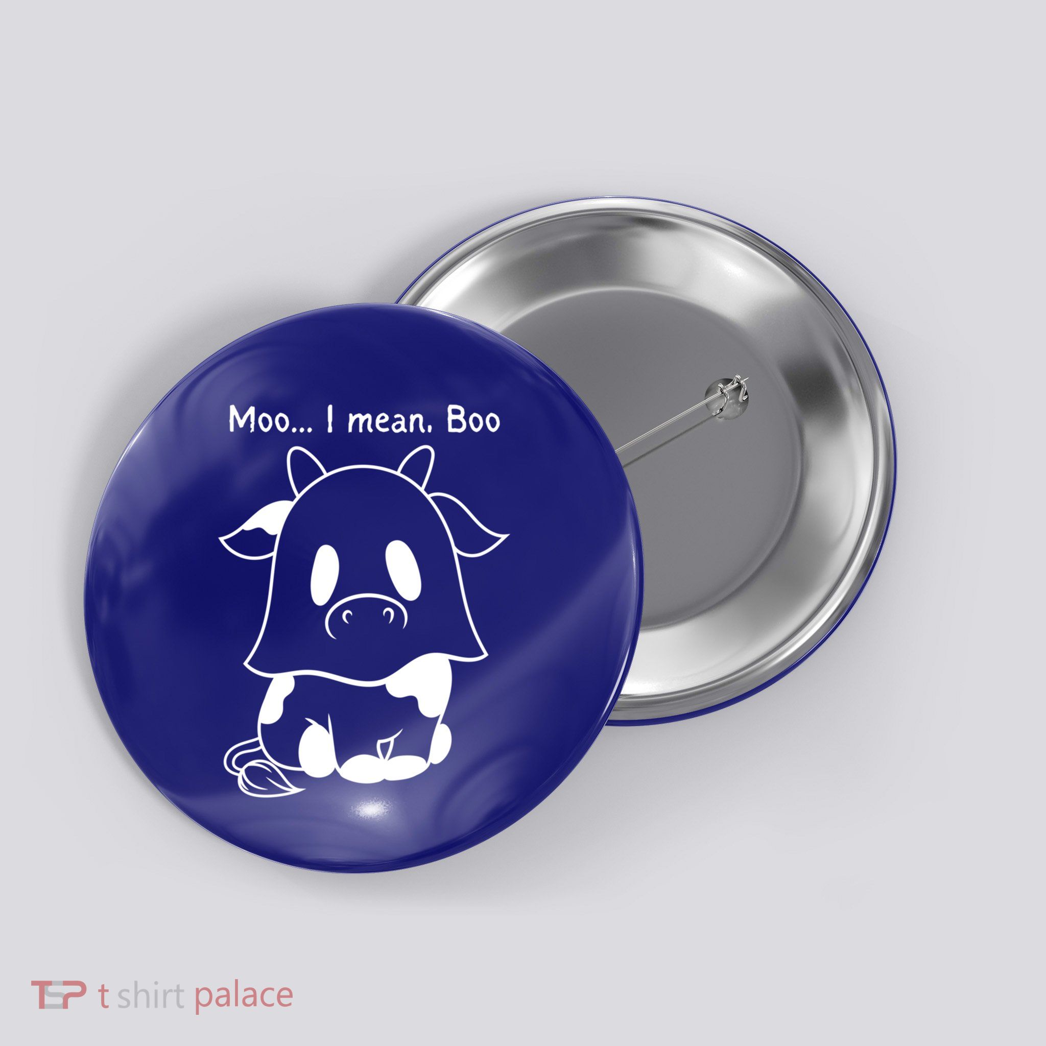 Ghost Cow Moo I Mean Boo Funny Halloween Costume Gift Button