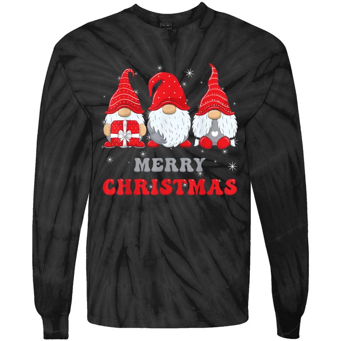 Gnome Christmas Merry Christmas Family Matching Christmas Tie-Dye Long Sleeve Shirt