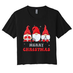 Gnome Christmas Merry Christmas Family Matching Christmas Women's Crop Top Tee