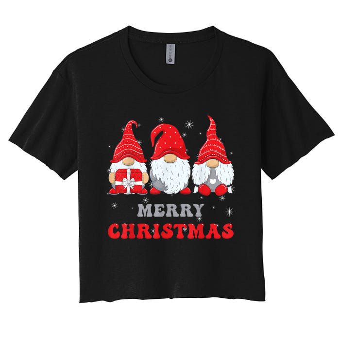 Gnome Christmas Merry Christmas Family Matching Christmas Women's Crop Top Tee