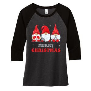 Gnome Christmas Merry Christmas Family Matching Christmas Women's Tri-Blend 3/4-Sleeve Raglan Shirt