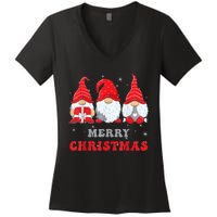 Gnome Christmas Merry Christmas Family Matching Christmas Women's V-Neck T-Shirt