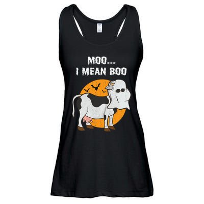 Ghost Cow Moo I Mean Boo Halloween Ladies Essential Flowy Tank