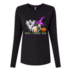 Ghost Cow Moo I Mean Boo Halloween Funny Cow Lover Costume Great Gift Womens Cotton Relaxed Long Sleeve T-Shirt