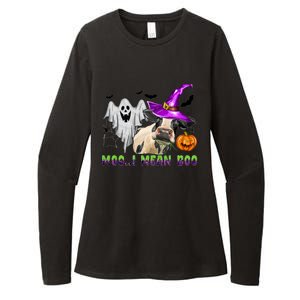 Ghost Cow Moo I Mean Boo Halloween Funny Cow Lover Costume Great Gift Womens CVC Long Sleeve Shirt