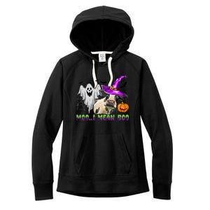 Ghost Cow Moo I Mean Boo Halloween Funny Cow Lover Costume Great Gift Women's Fleece Hoodie