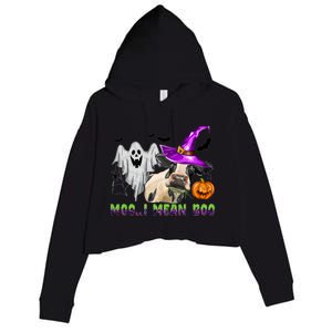 Ghost Cow Moo I Mean Boo Halloween Funny Cow Lover Costume Great Gift Crop Fleece Hoodie