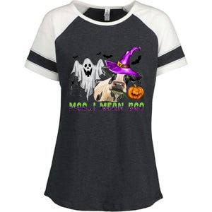 Ghost Cow Moo I Mean Boo Halloween Funny Cow Lover Costume Great Gift Enza Ladies Jersey Colorblock Tee