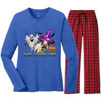 Ghost Cow Moo I Mean Boo Halloween Funny Cow Lover Costume Great Gift Women's Long Sleeve Flannel Pajama Set 