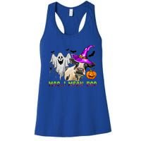 Ghost Cow Moo I Mean Boo Halloween Funny Cow Lover Costume Great Gift Women's Racerback Tank