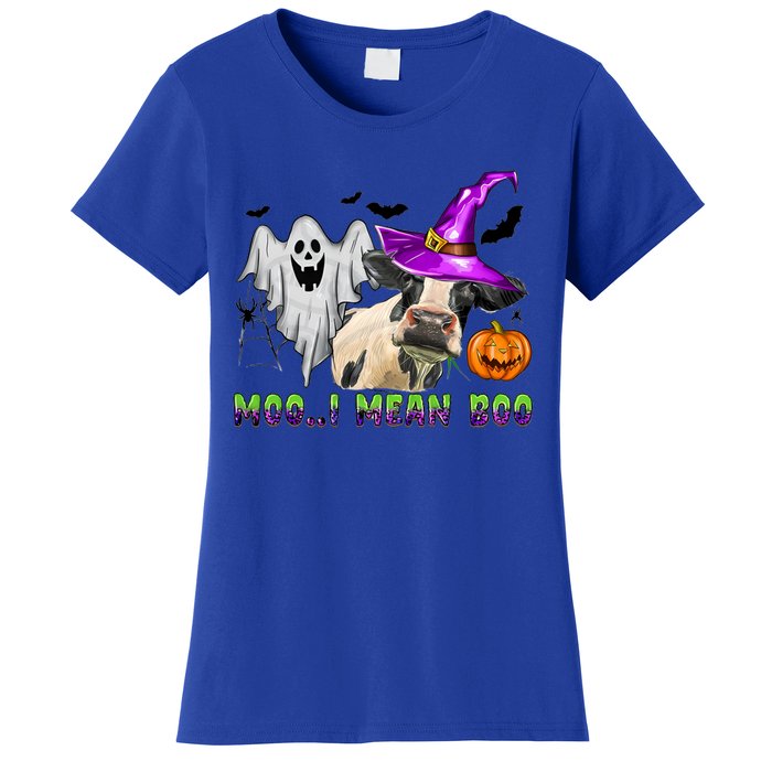 Ghost Cow Moo I Mean Boo Halloween Funny Cow Lover Costume Great Gift Women's T-Shirt