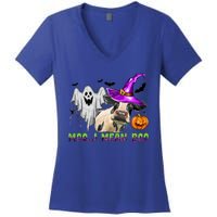 Ghost Cow Moo I Mean Boo Halloween Funny Cow Lover Costume Great Gift Women's V-Neck T-Shirt