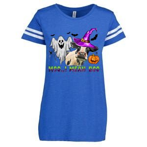 Ghost Cow Moo I Mean Boo Halloween Funny Cow Lover Costume Great Gift Enza Ladies Jersey Football T-Shirt