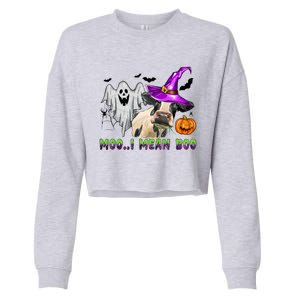 Ghost Cow Moo I Mean Boo Halloween Funny Cow Lover Costume Great Gift Cropped Pullover Crew