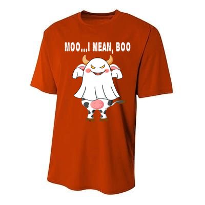 Ghost Cow Moo I Mean Boo Pumpkin Moon Halloween Gift Performance Sprint T-Shirt