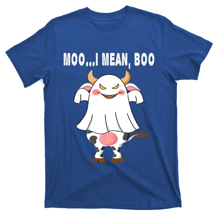 Ghost Cow Moo I Mean Boo Pumpkin Moon Halloween Gift T-Shirt