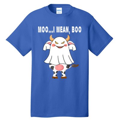 Ghost Cow Moo I Mean Boo Pumpkin Moon Halloween Gift Tall T-Shirt