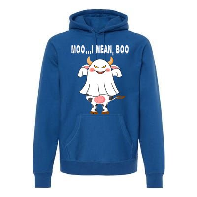 Ghost Cow Moo I Mean Boo Pumpkin Moon Halloween Gift Premium Hoodie