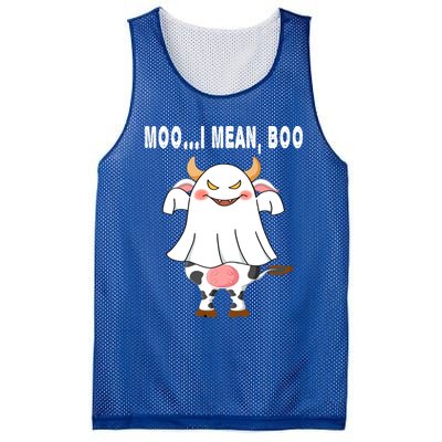 Ghost Cow Moo I Mean Boo Pumpkin Moon Halloween Gift Mesh Reversible Basketball Jersey Tank