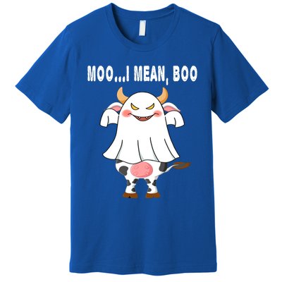 Ghost Cow Moo I Mean Boo Pumpkin Moon Halloween Gift Premium T-Shirt