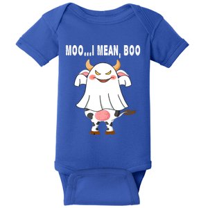 Ghost Cow Moo I Mean Boo Pumpkin Moon Halloween Gift Baby Bodysuit