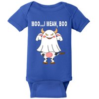 Ghost Cow Moo I Mean Boo Pumpkin Moon Halloween Gift Baby Bodysuit