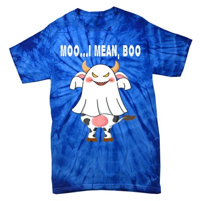 Ghost Cow Moo I Mean Boo Pumpkin Moon Halloween Gift Tie-Dye T-Shirt