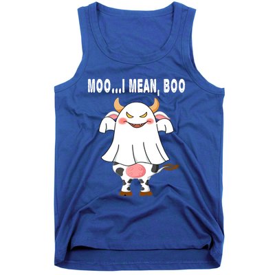 Ghost Cow Moo I Mean Boo Pumpkin Moon Halloween Gift Tank Top